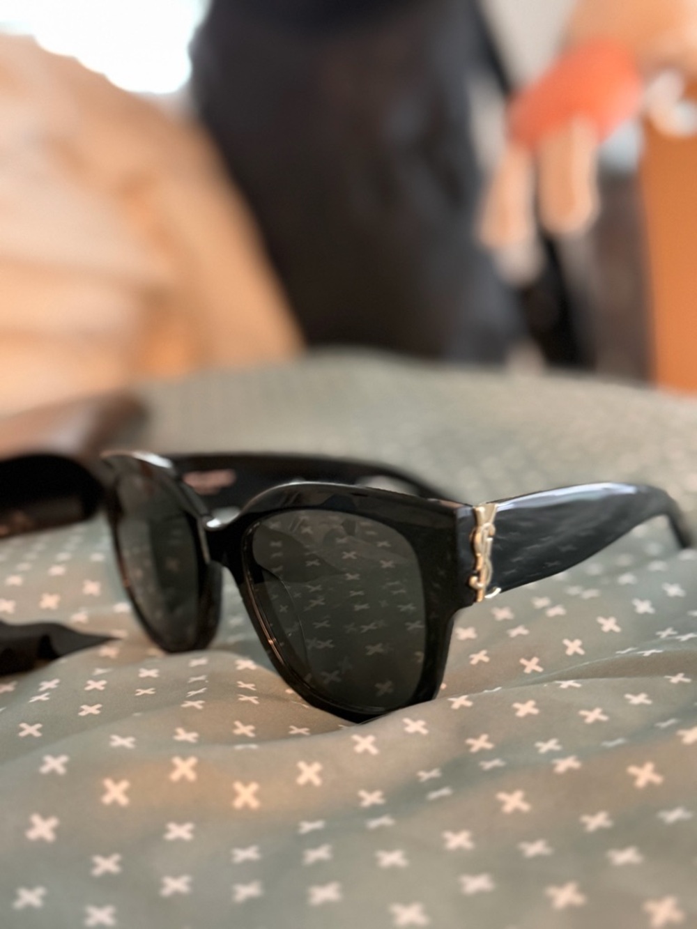 Yves Saint Laurent Black Sunglasses with Gold YSL Hardware